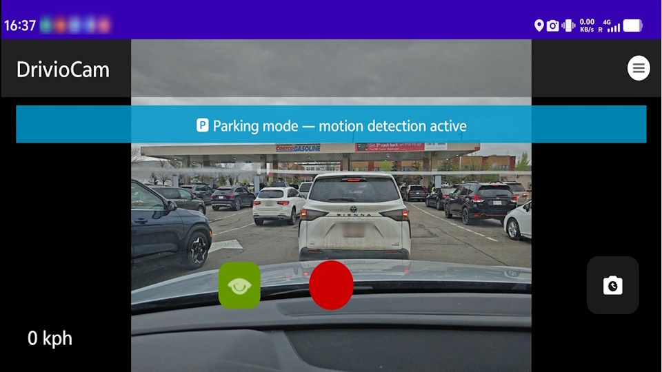 Parking mode screen